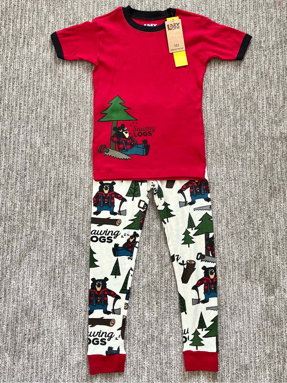 NWT Lazy One Boy’s Sawing Logs Pajama Set Size 10